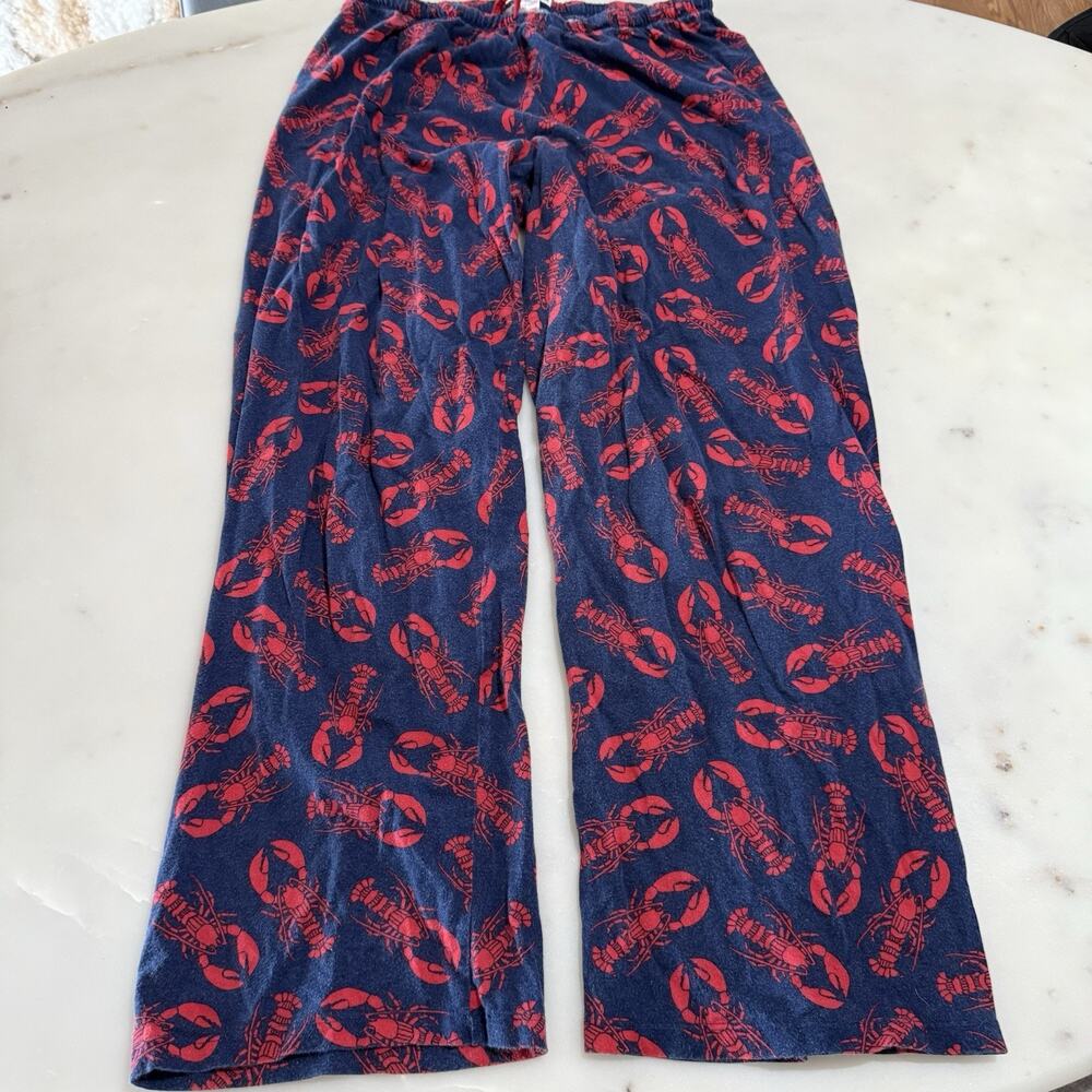 Little Blue House Lobster Print 100% Cotton PJ Pants Navy Red Pajama Bottoms L